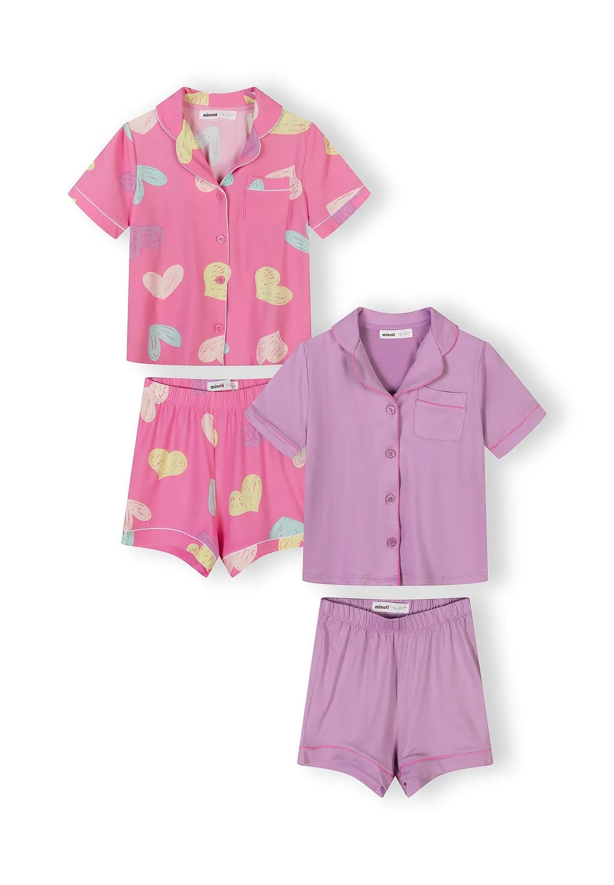 Minoti 44907 pyjamas til piger 2-pak rosa lilla