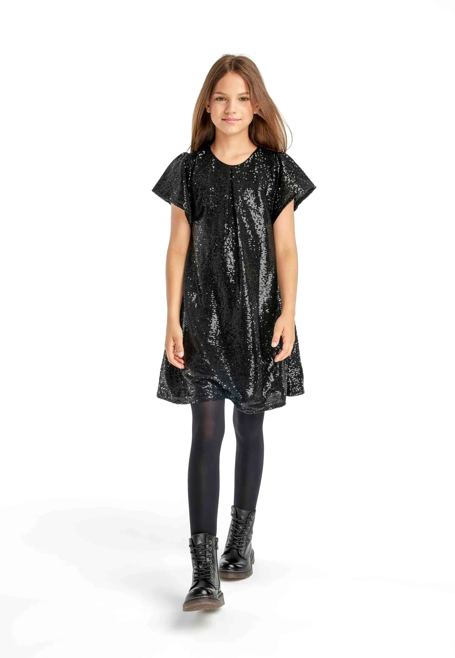 Minoti 39771 pailletkjole sort fest polyester