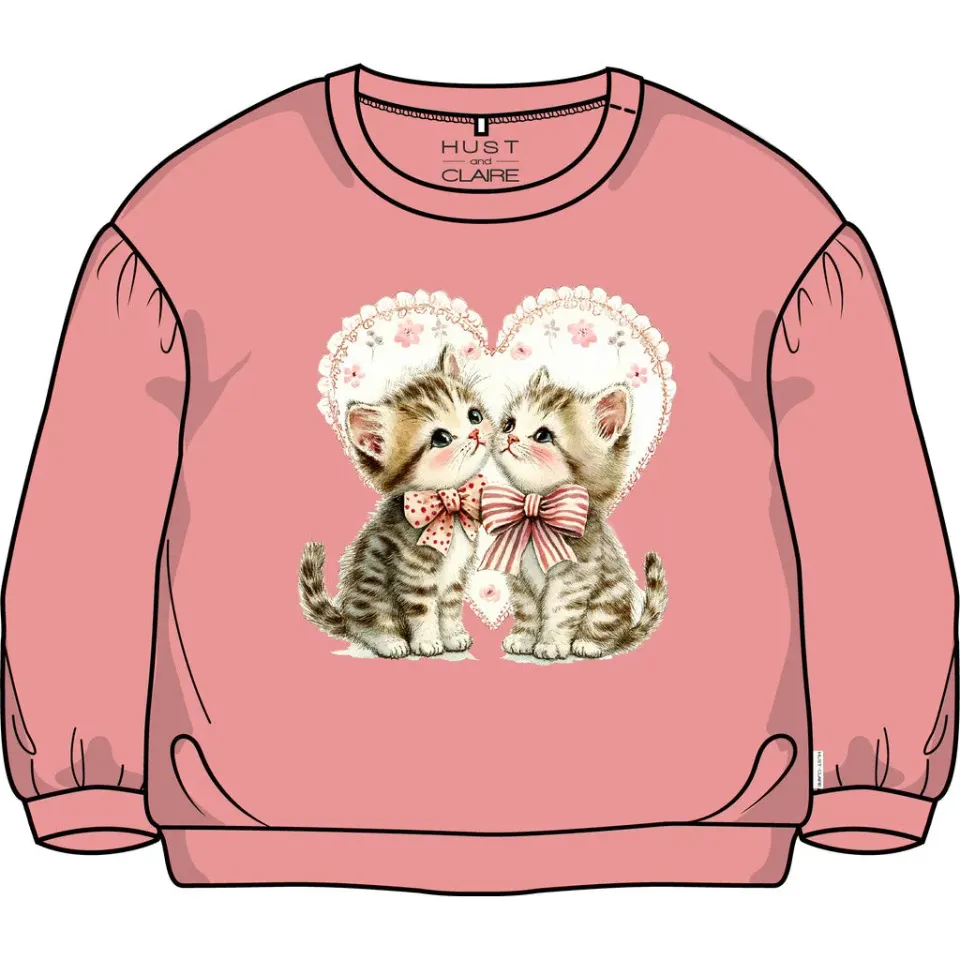 Hust & Claire HCSara Kitten love sweatshirt sorbet bomuld