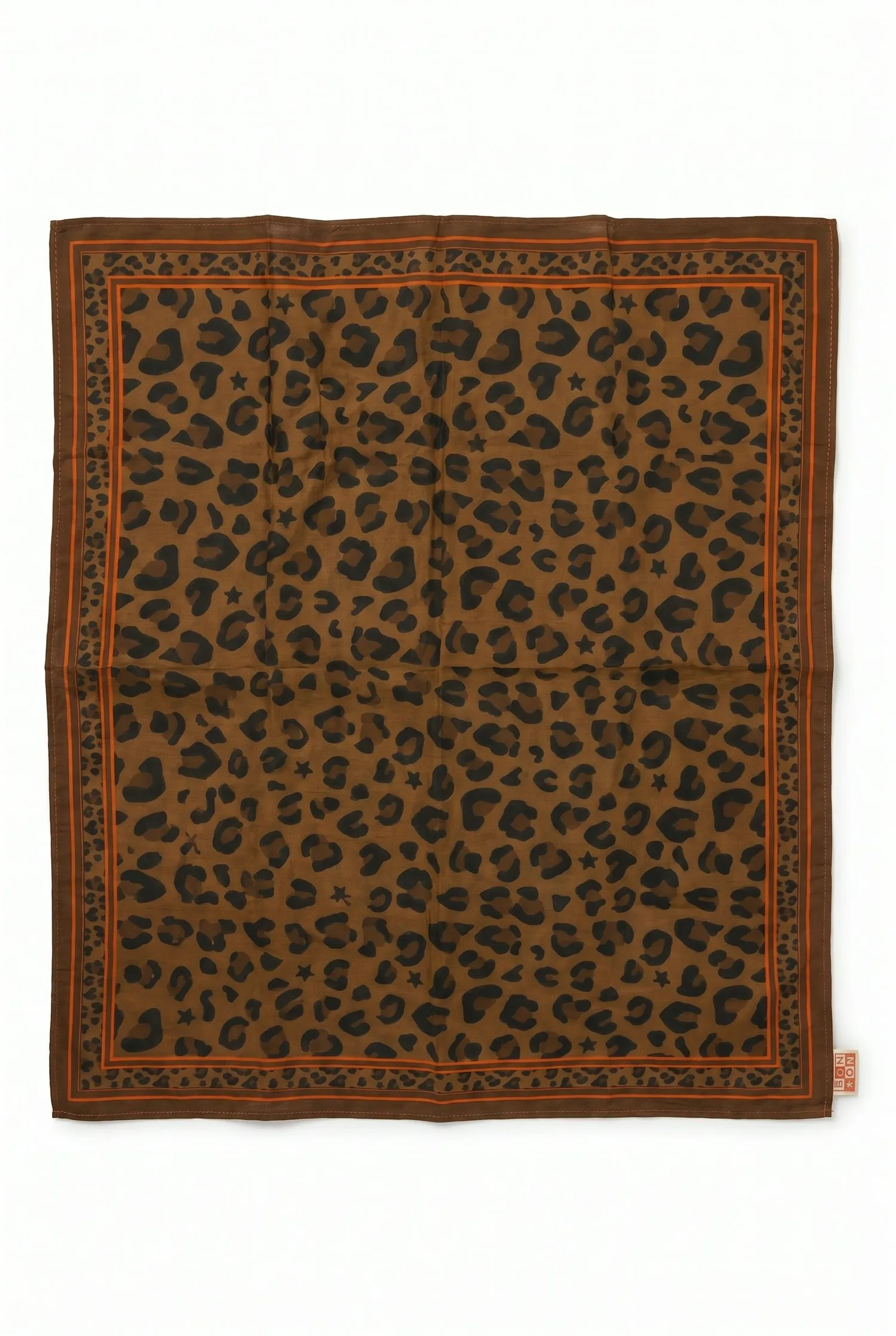 Bonton Leopard tørklæde firkantet brun bomuld