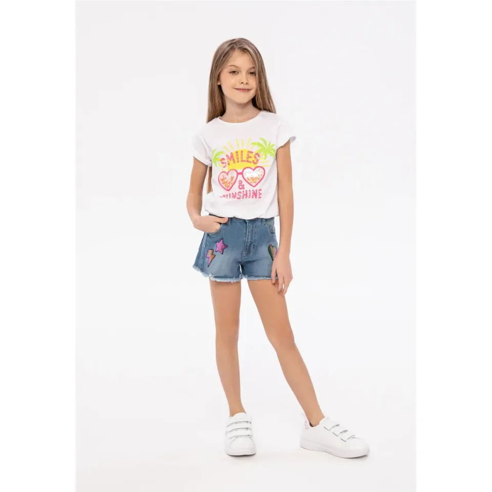 Minoti 38202 t-shirt hvid bomuld palmeprint