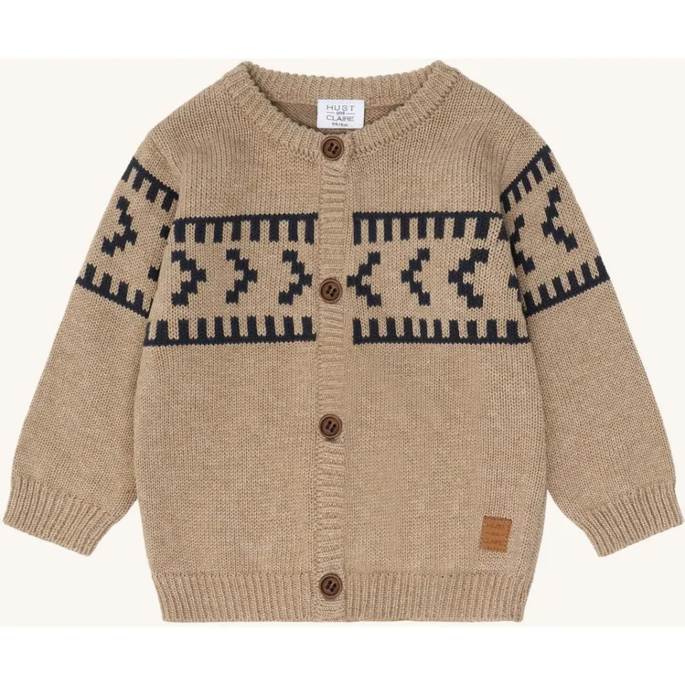 Hust & Claire Charli Knit Jacquard cardigan Biscuit økologisk