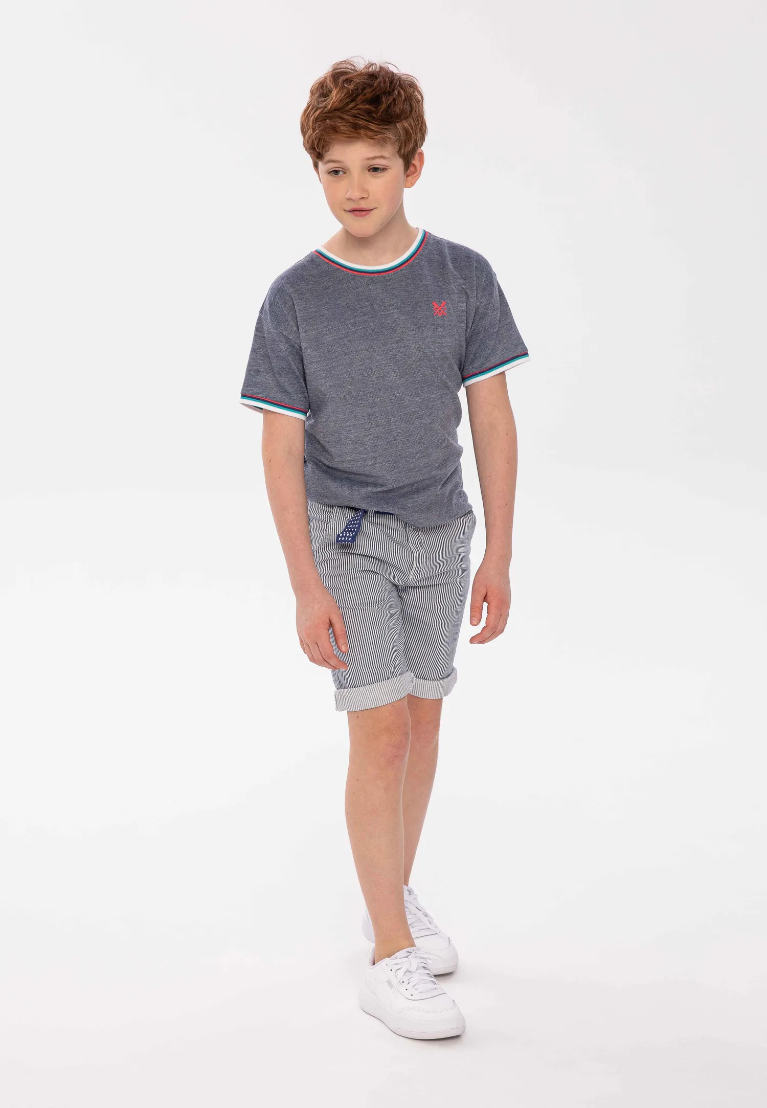 Minoti 38259 piqué T-shirt blå dreng