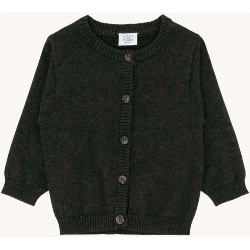 Hust & Claire Clyde cardigan Dark Grey Melange økologisk