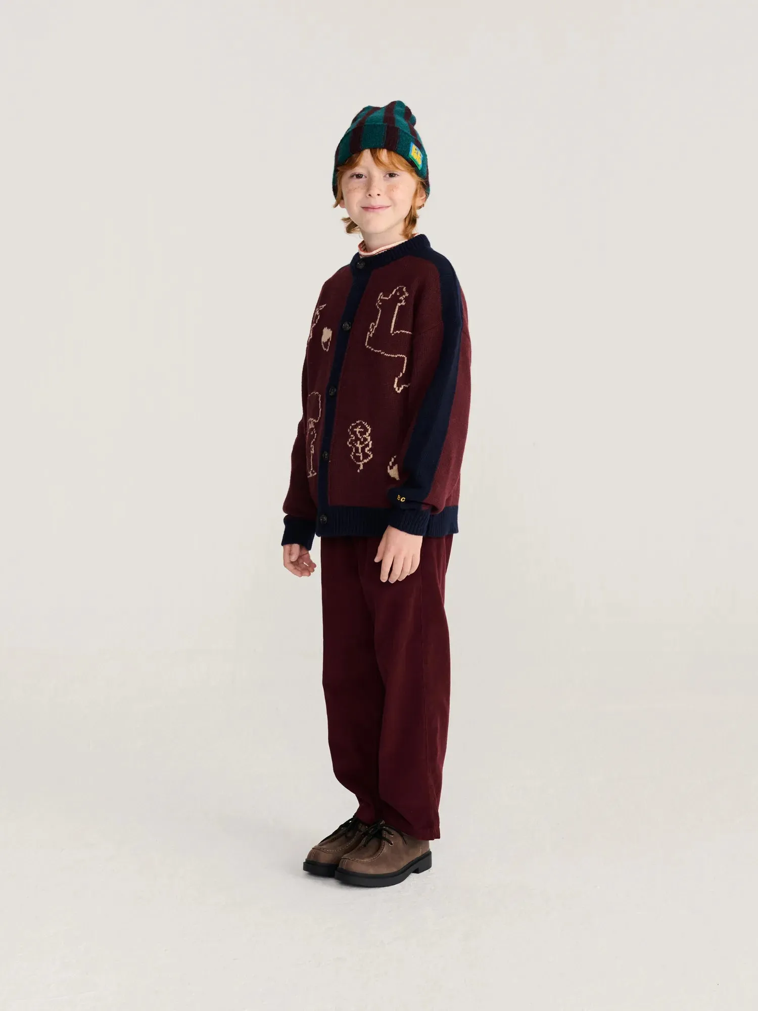 Bobo Choses Curious Owl bukser bordeaux 2-3Y økologisk