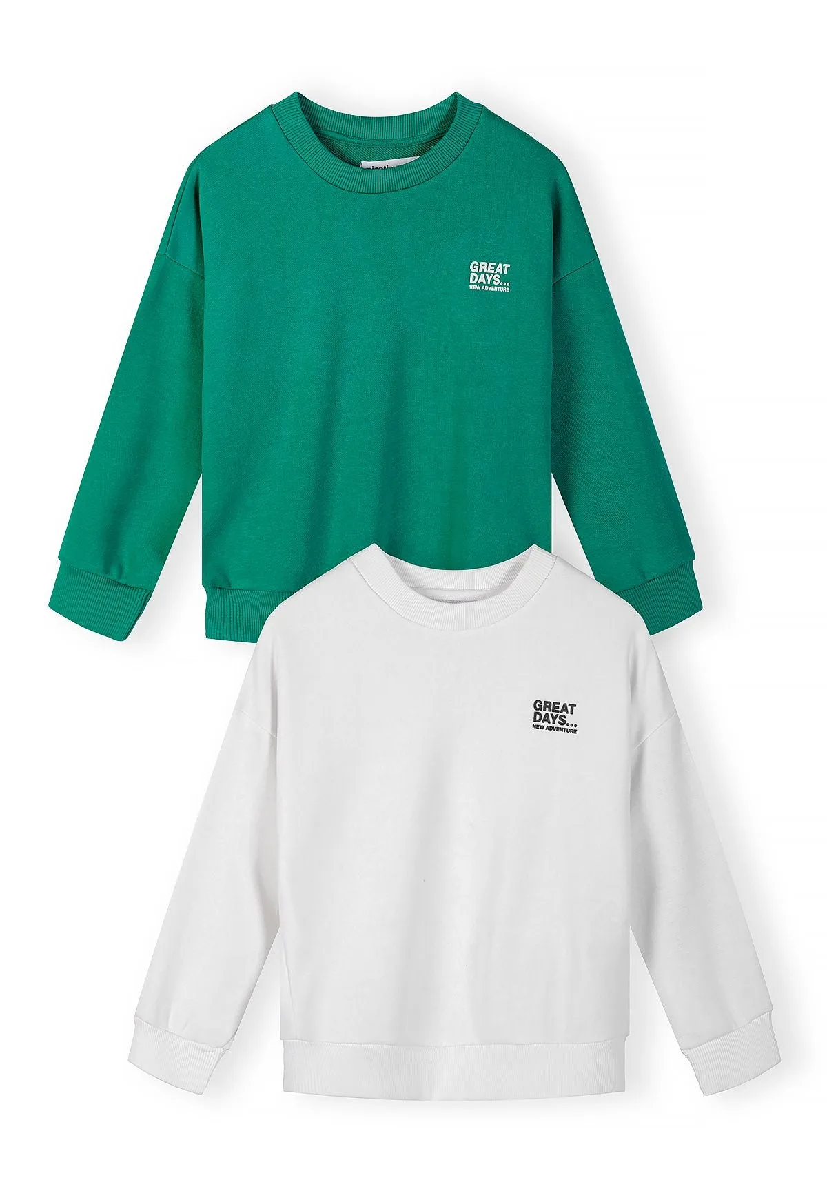 Minoti 44804 sweatshirt hvid grøn 2-pak