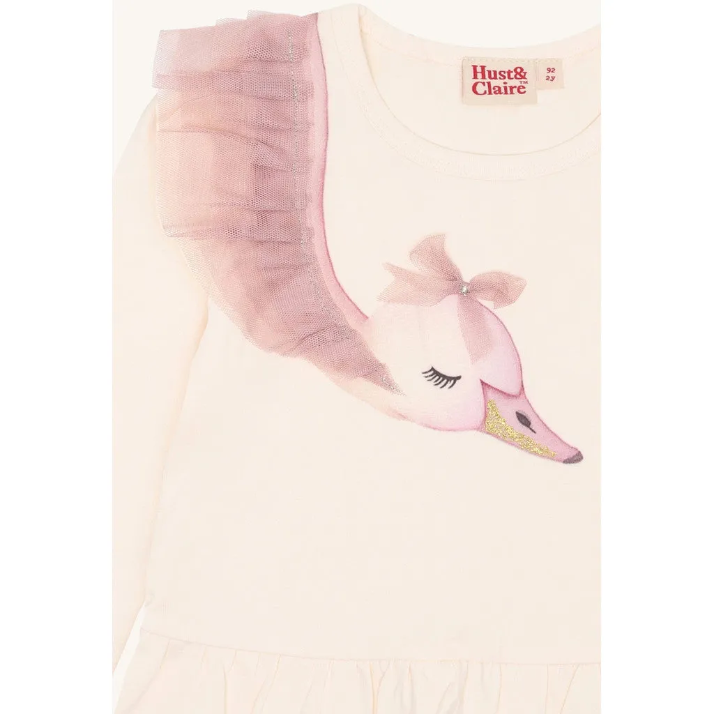 Hust & Claire Alma Swan langærmet T-shirt off white bomuld