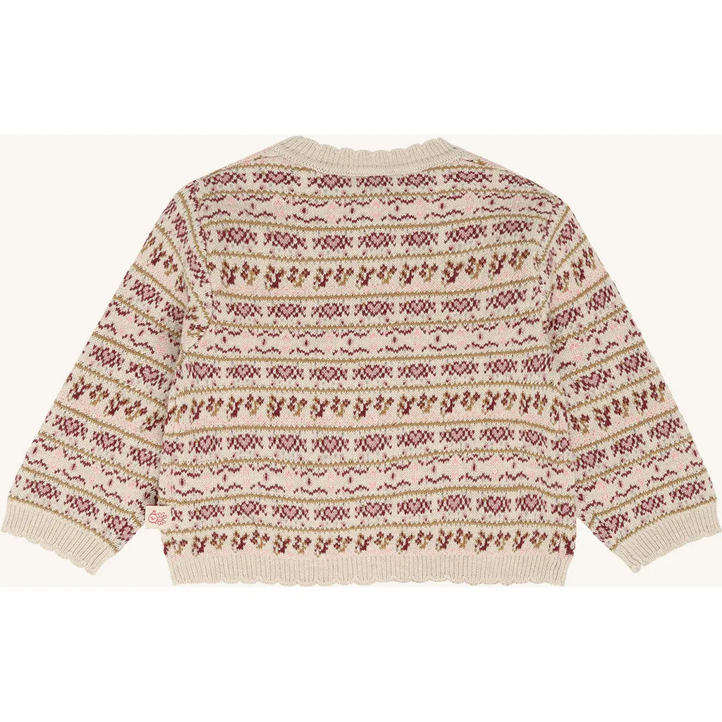 Hust & Claire Cilja Nordic cardigan old beige bomuld