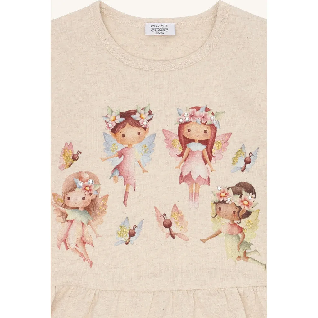 Hust & Claire Alma Spring Fairies bluse Wheat Melange bomuld