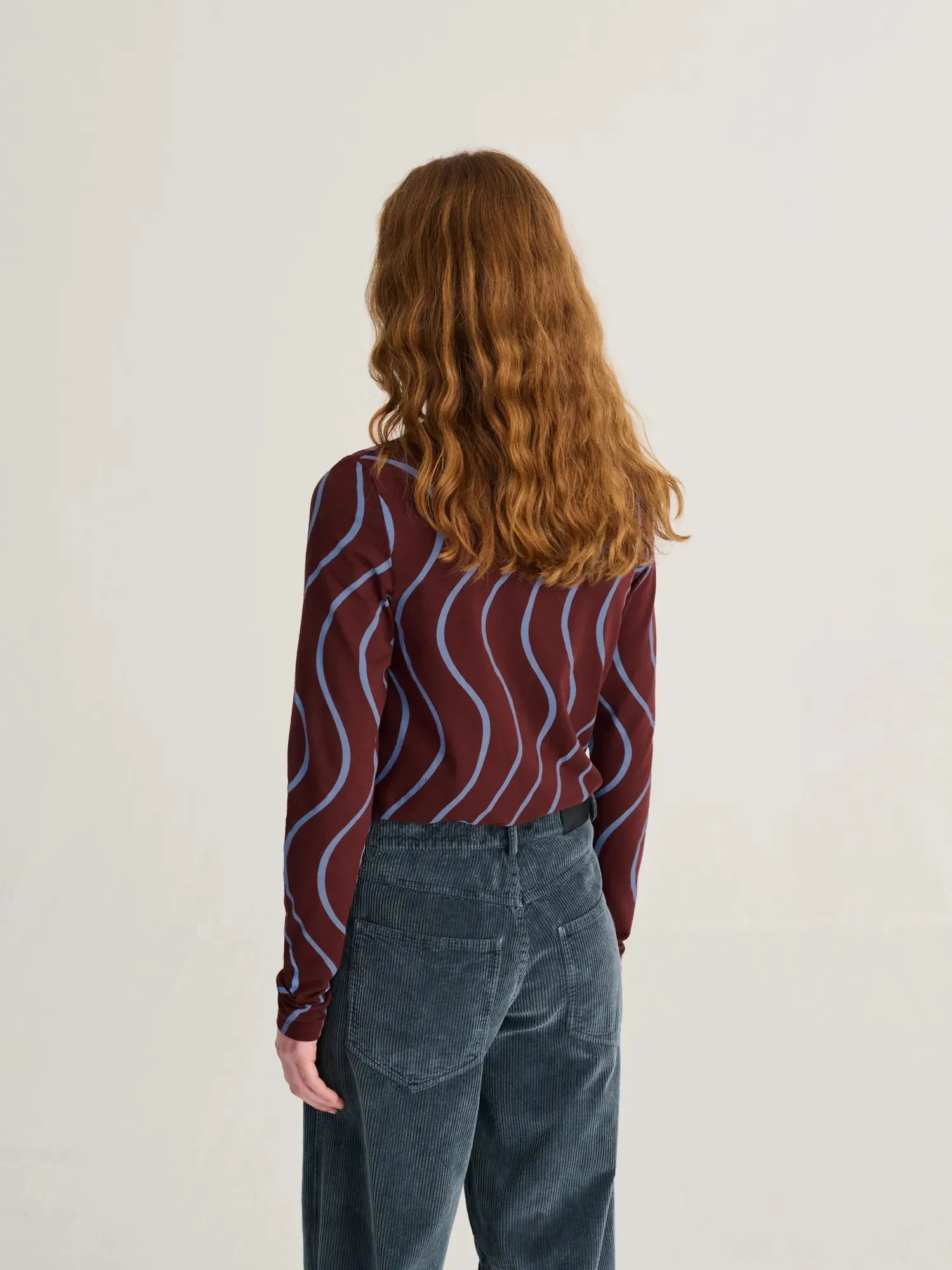 Bobo Choses Psicodelic Stripes turtleneck t-shirt bordeaux økologisk