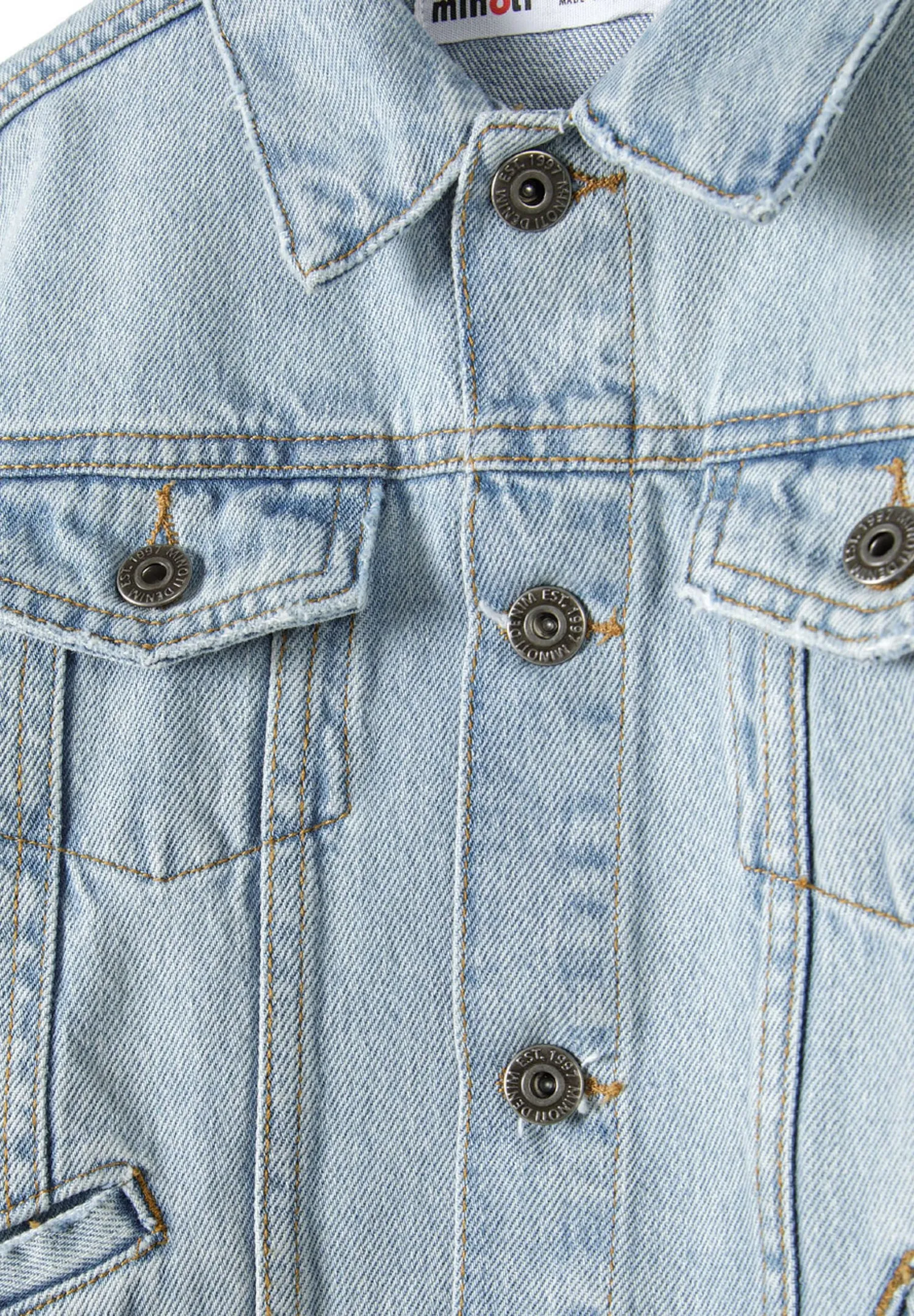 Minoti 42367 denimjakke lyseblå stonewash til drenge