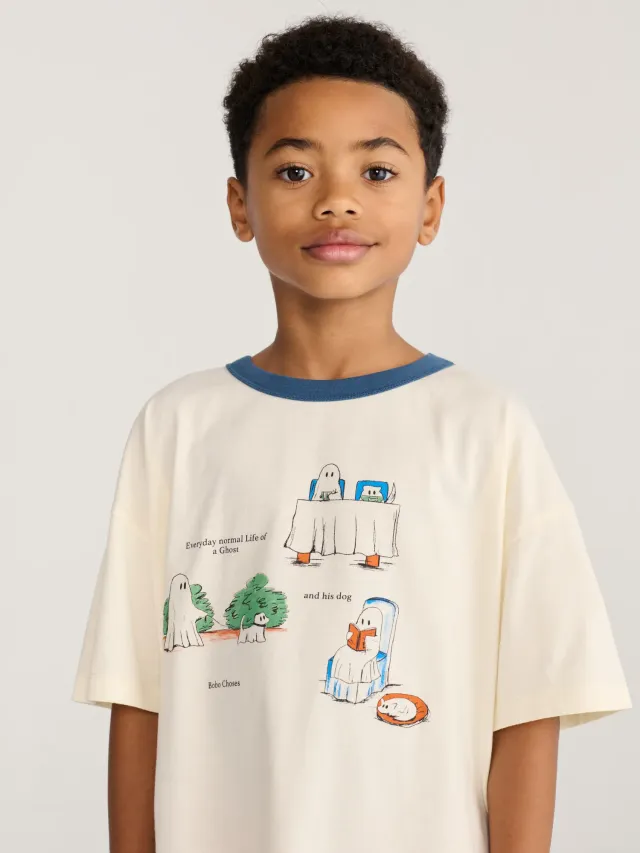 Bobo Choses Everyday Ghosts T-shirt 2-3 år offwhite