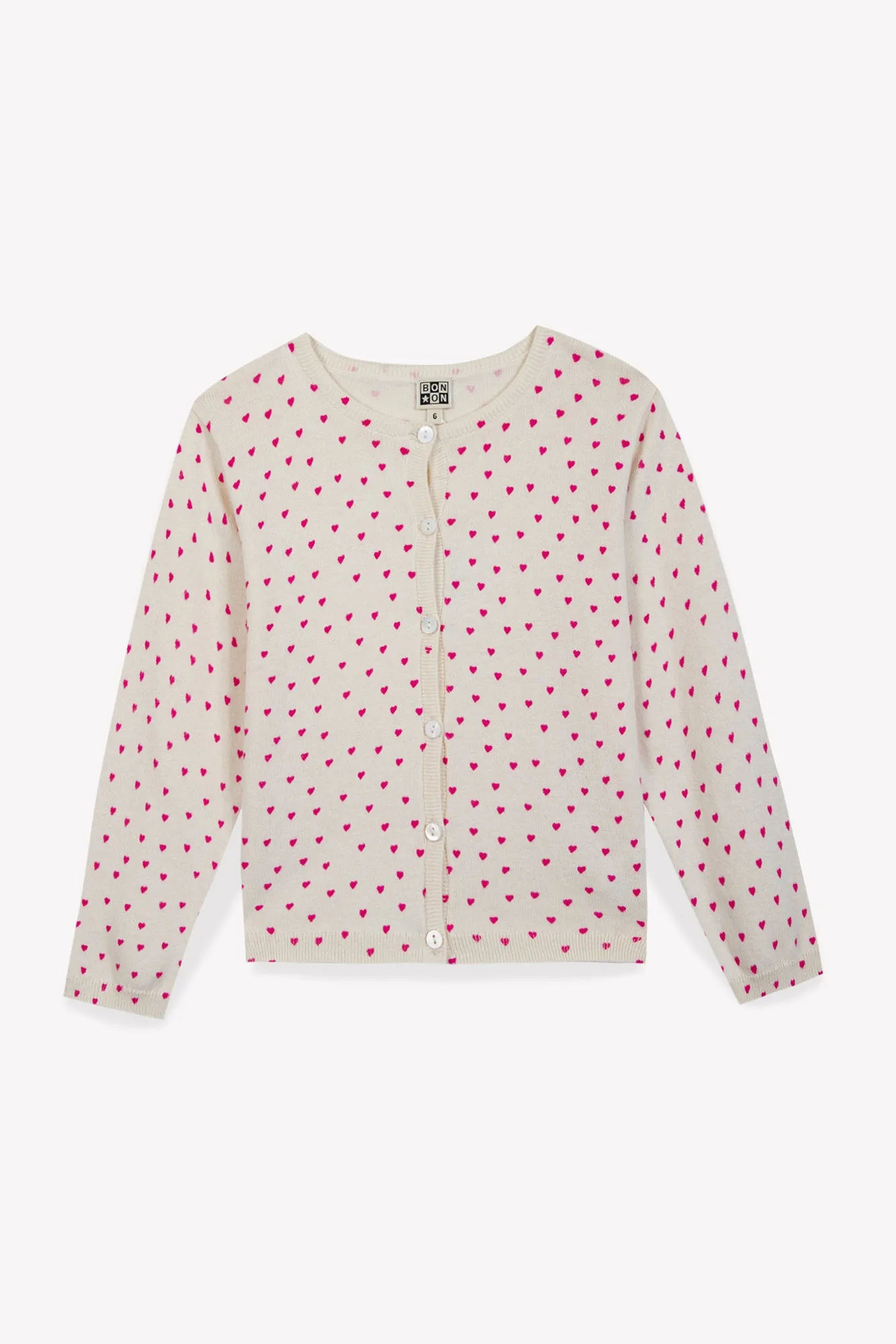 Bonton Lilou Love cardigan hjerter ecru 2-14 år