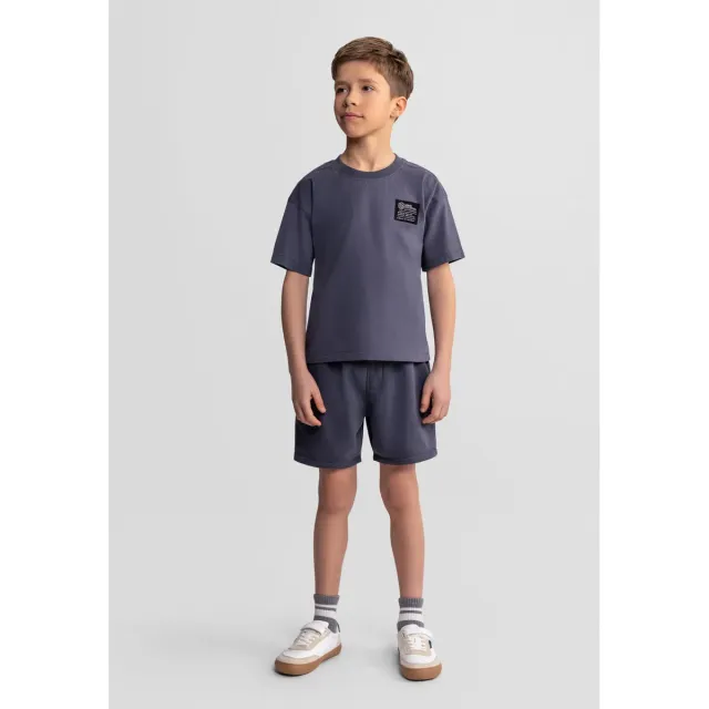Minoti 42598 sæt grå t-shirt shorts bomuld