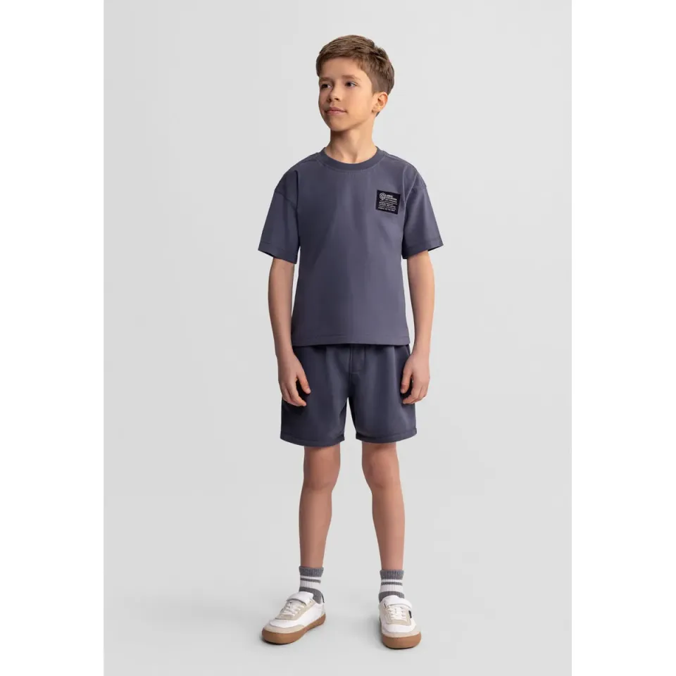 Minoti 42598 sæt grå t-shirt shorts bomuld