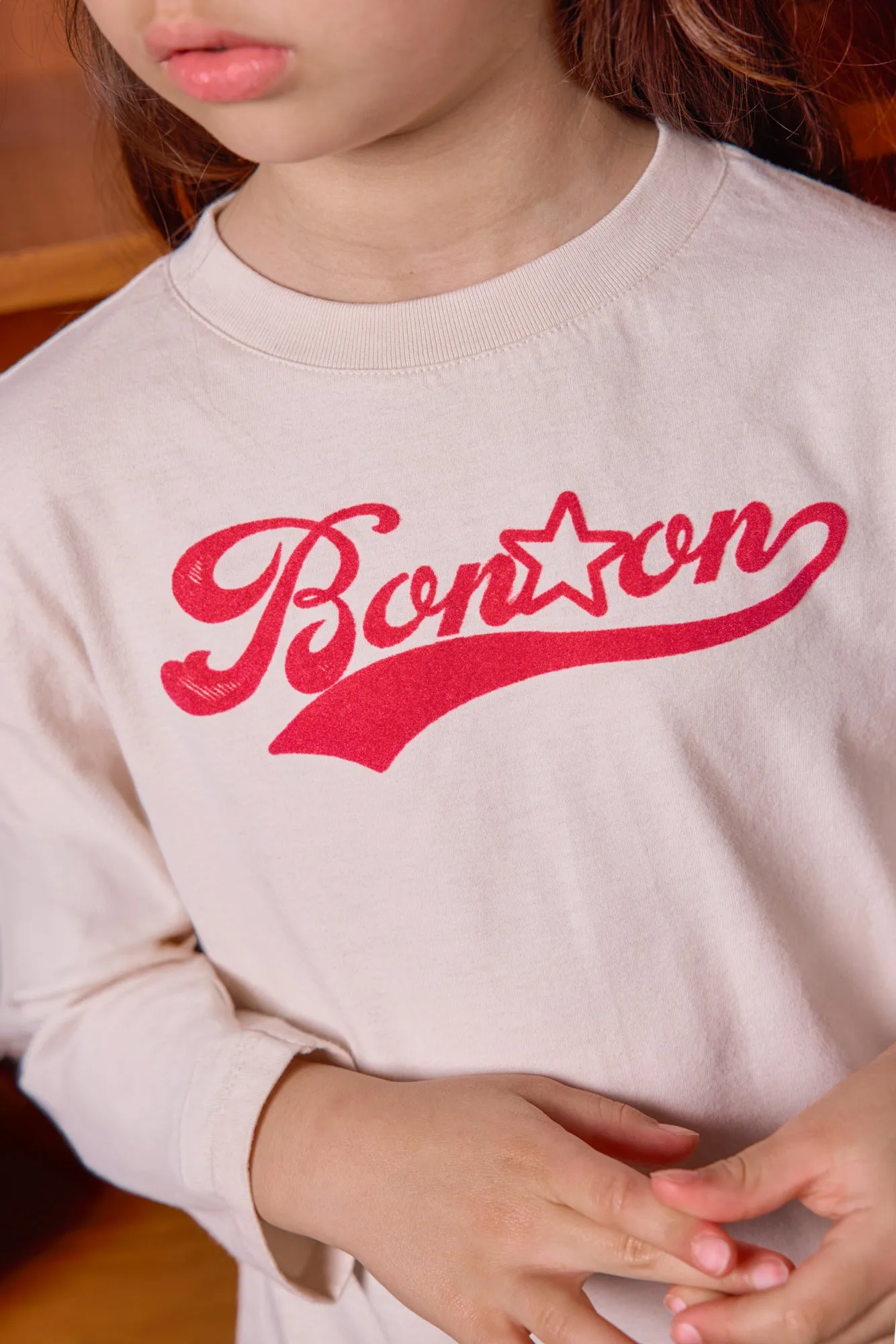 Bonton Taxo langærmet T-shirt milk bomuld logo