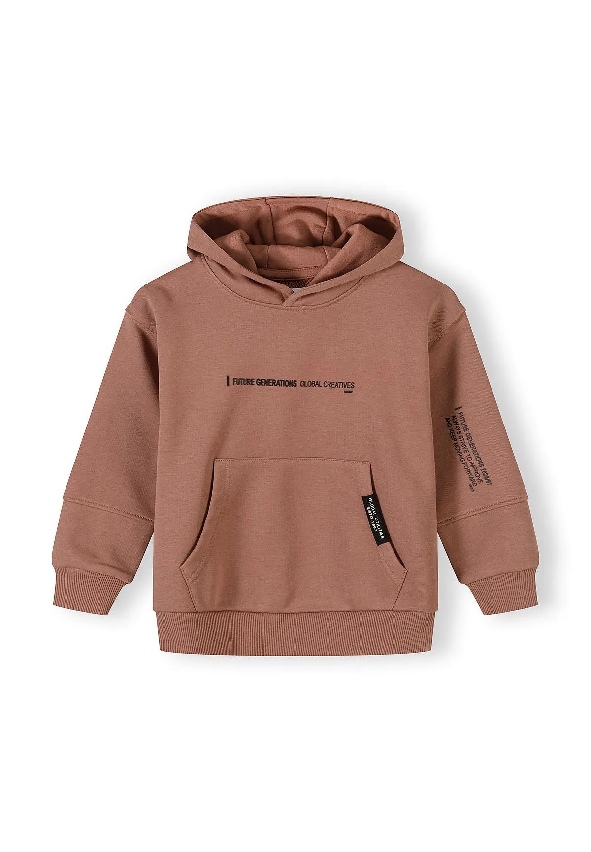 Minoti 44781 joggingtøj hoodie cognac bomuld