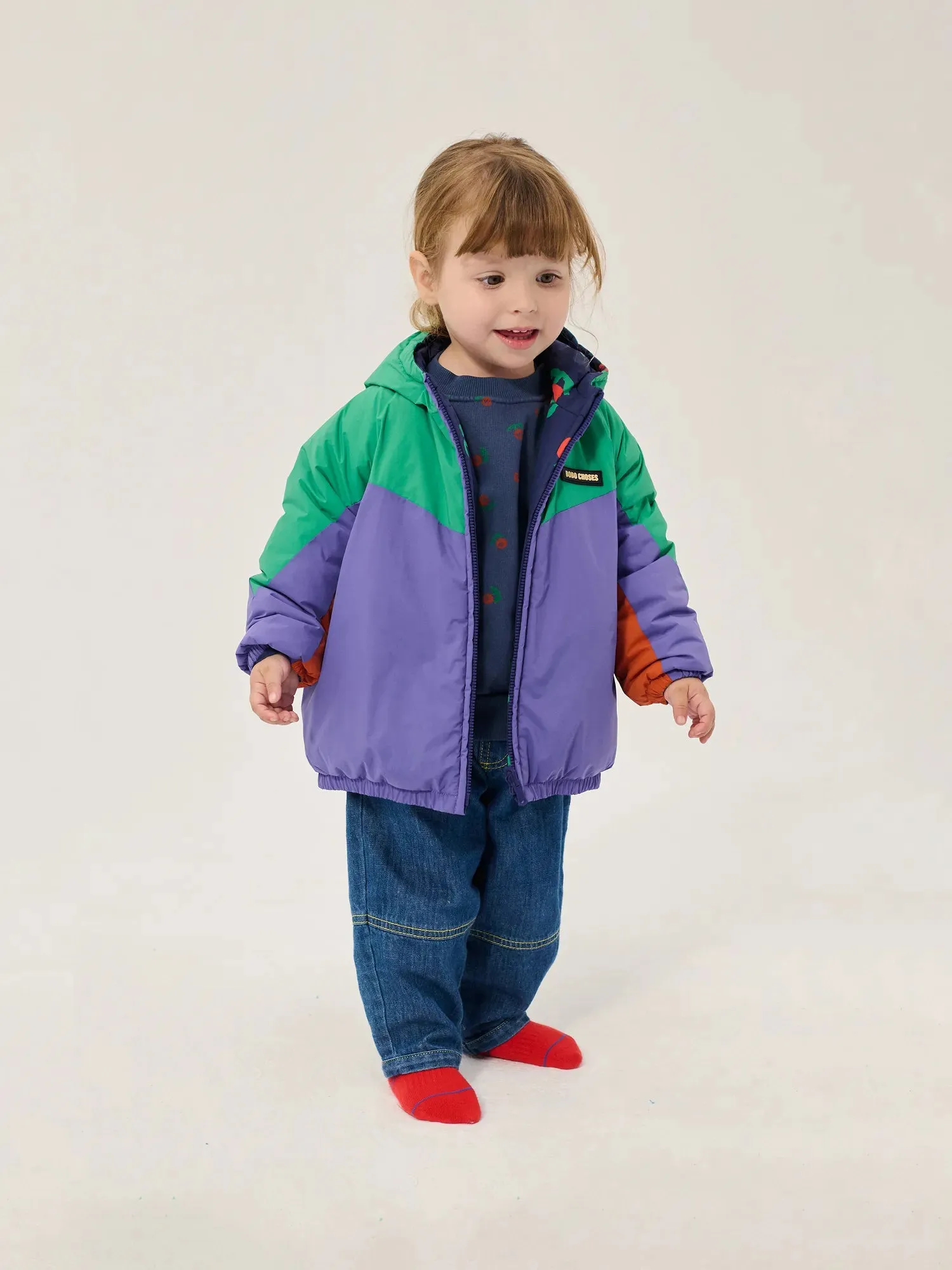 Bobo Choses Stamp Bloom anorak vendbar navy 6M