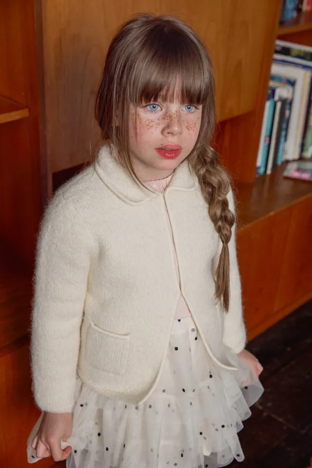 Bonton Pearl Milk Alpaga cardigan uld str 2-14 år