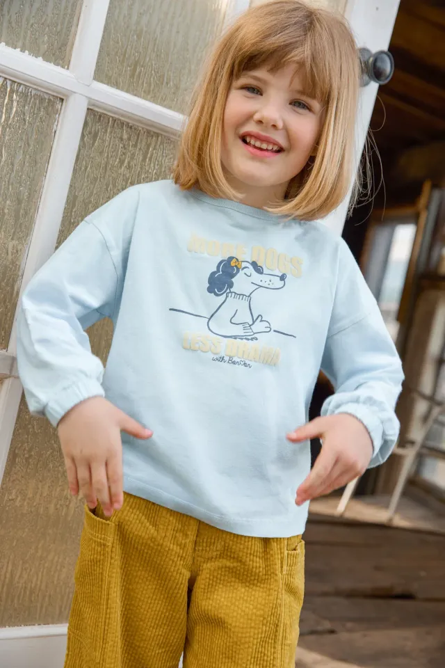 Bonton Patch Dogs T-shirt til børn blå bomuld