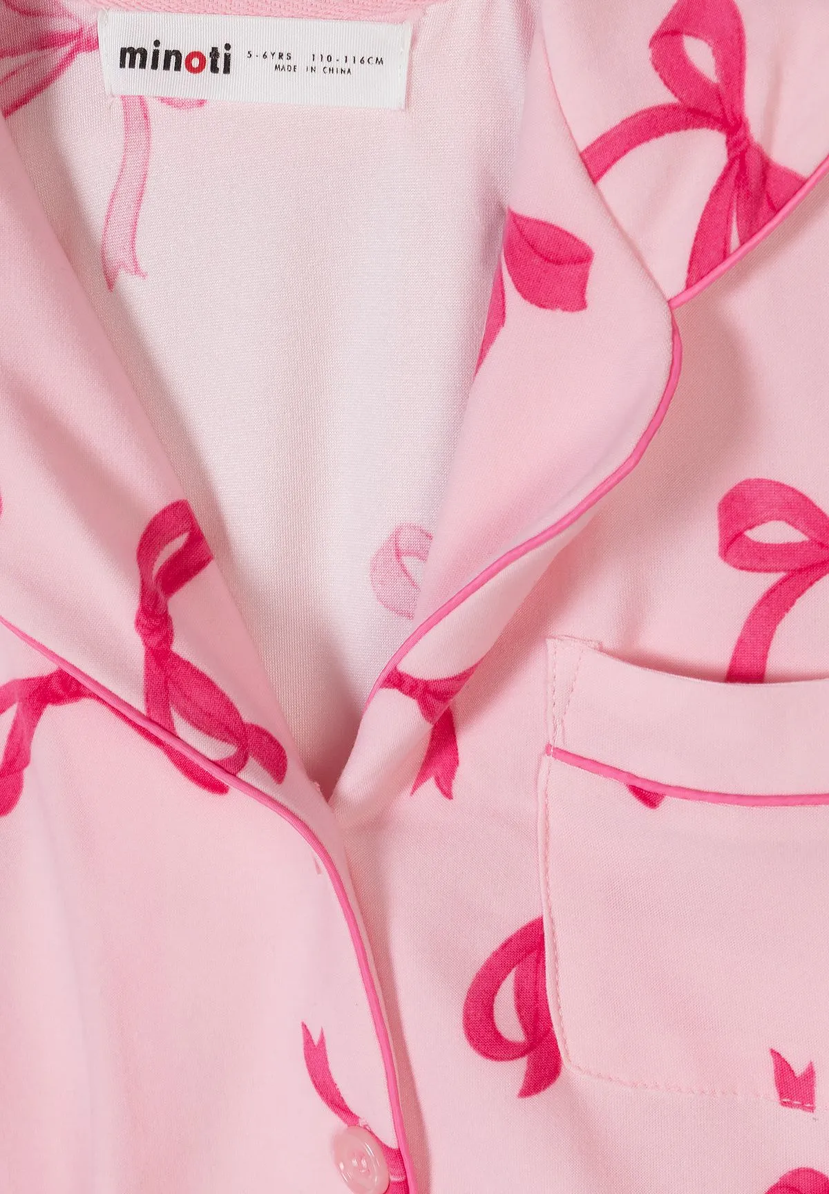 Minoti 44907 pyjamas lyserød sløjfeprint til piger
