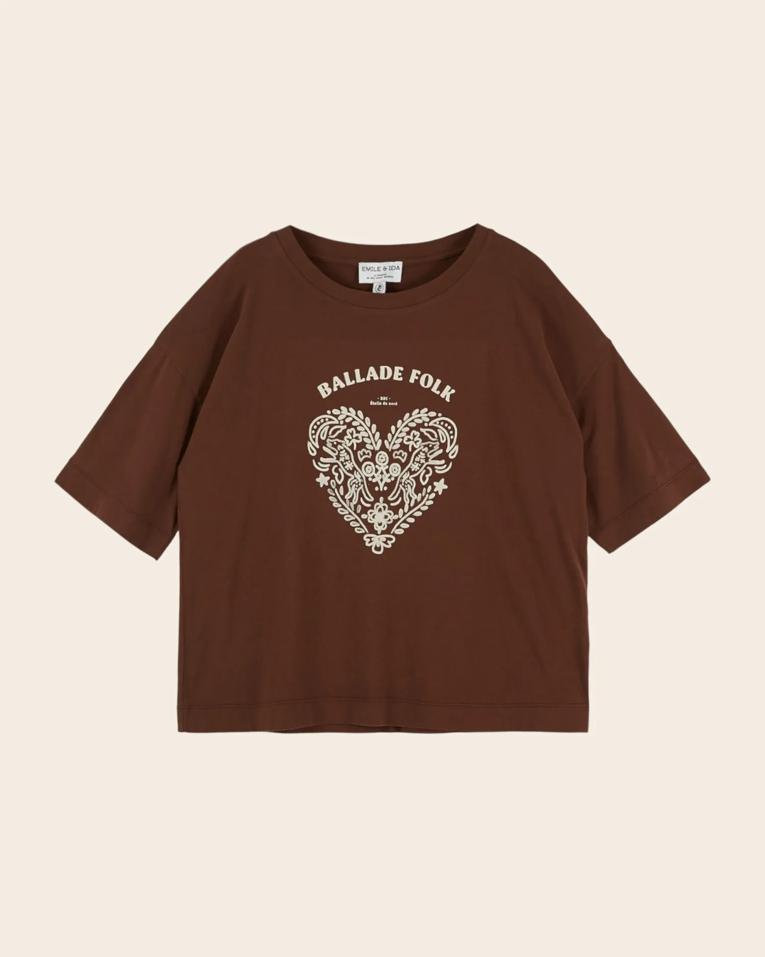 Emile et Ida Ballade Folk t-shirt brun hjerte