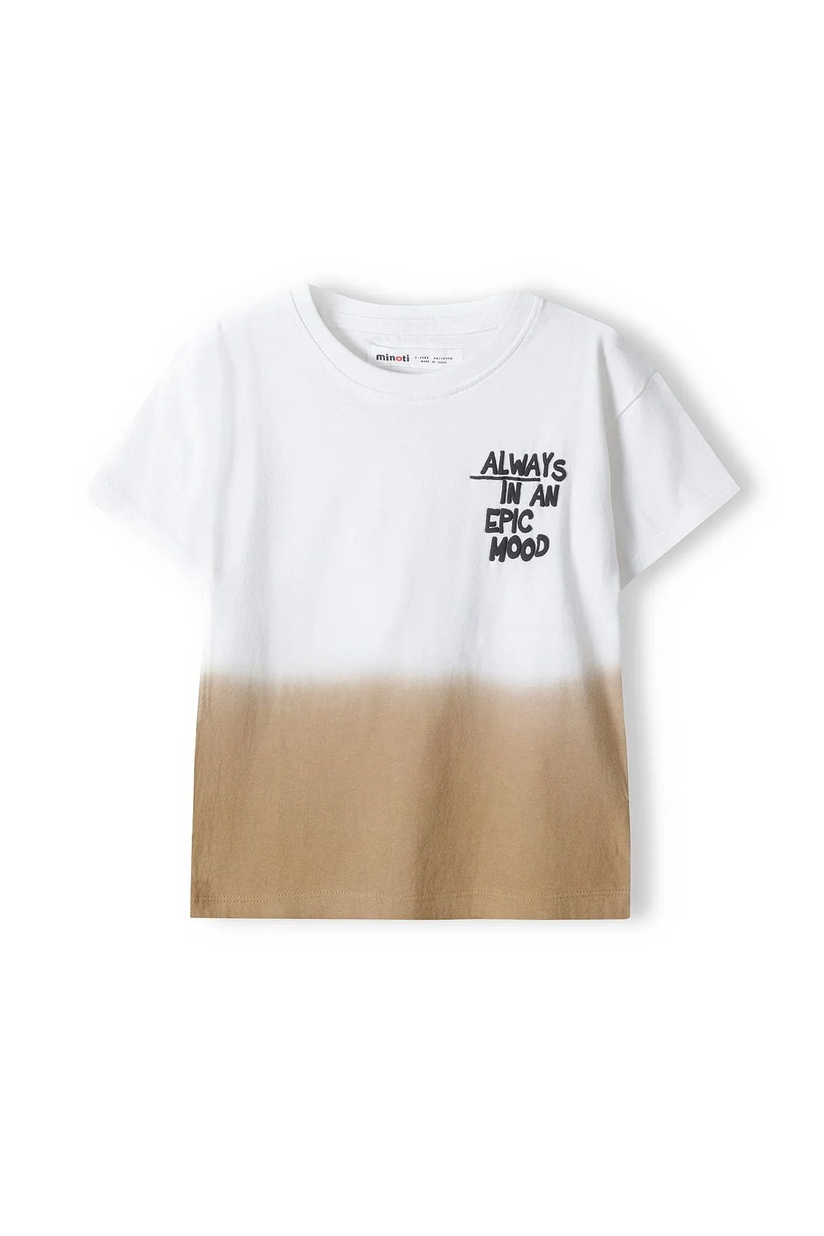 Minoti 38253 T-shirt til drenge hvid brun bomuld