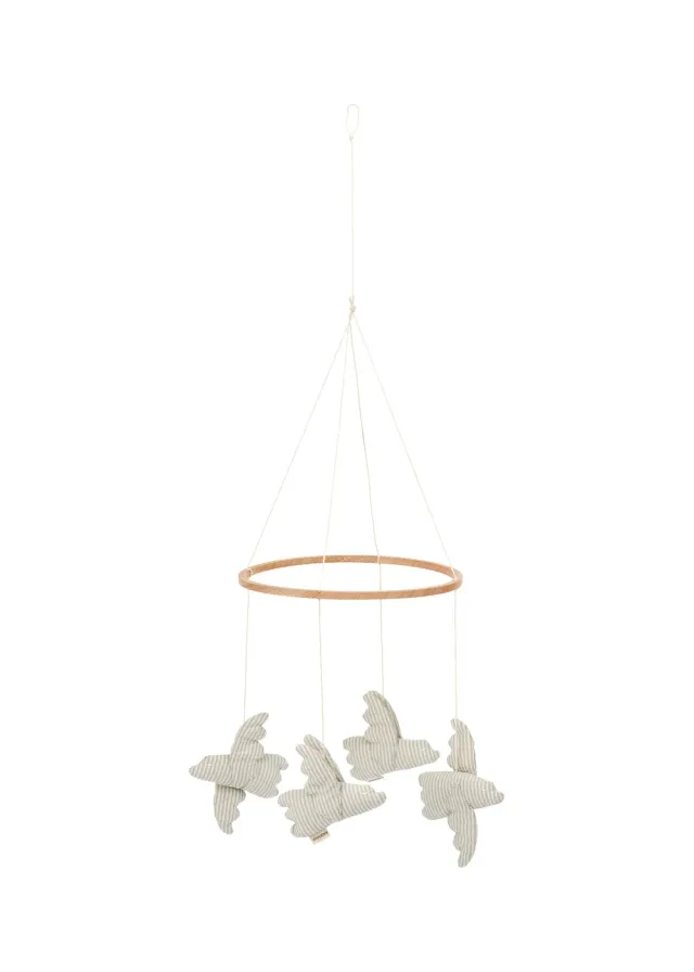 MarMar Mobile Birds uro Blue Stone Stripe økologisk bomuld