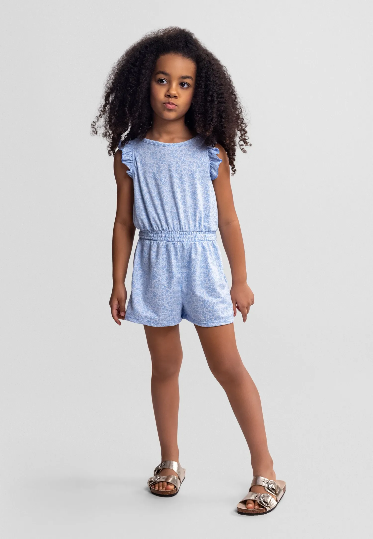 Minoti 44654 jumpsuit blå blomstret piger