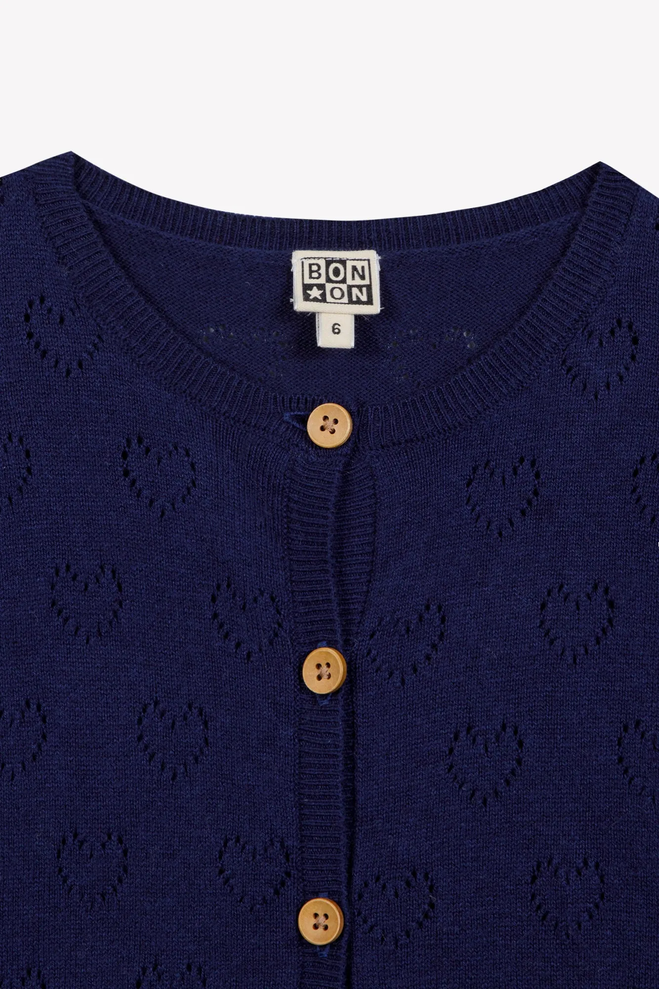 Bonton Lilou cardigan blå hjertehuller bomuld