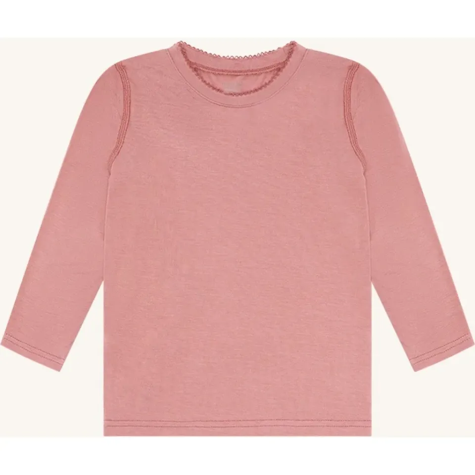 Hust & Claire Austin Solid langærmet bluse Old Rosie bambus