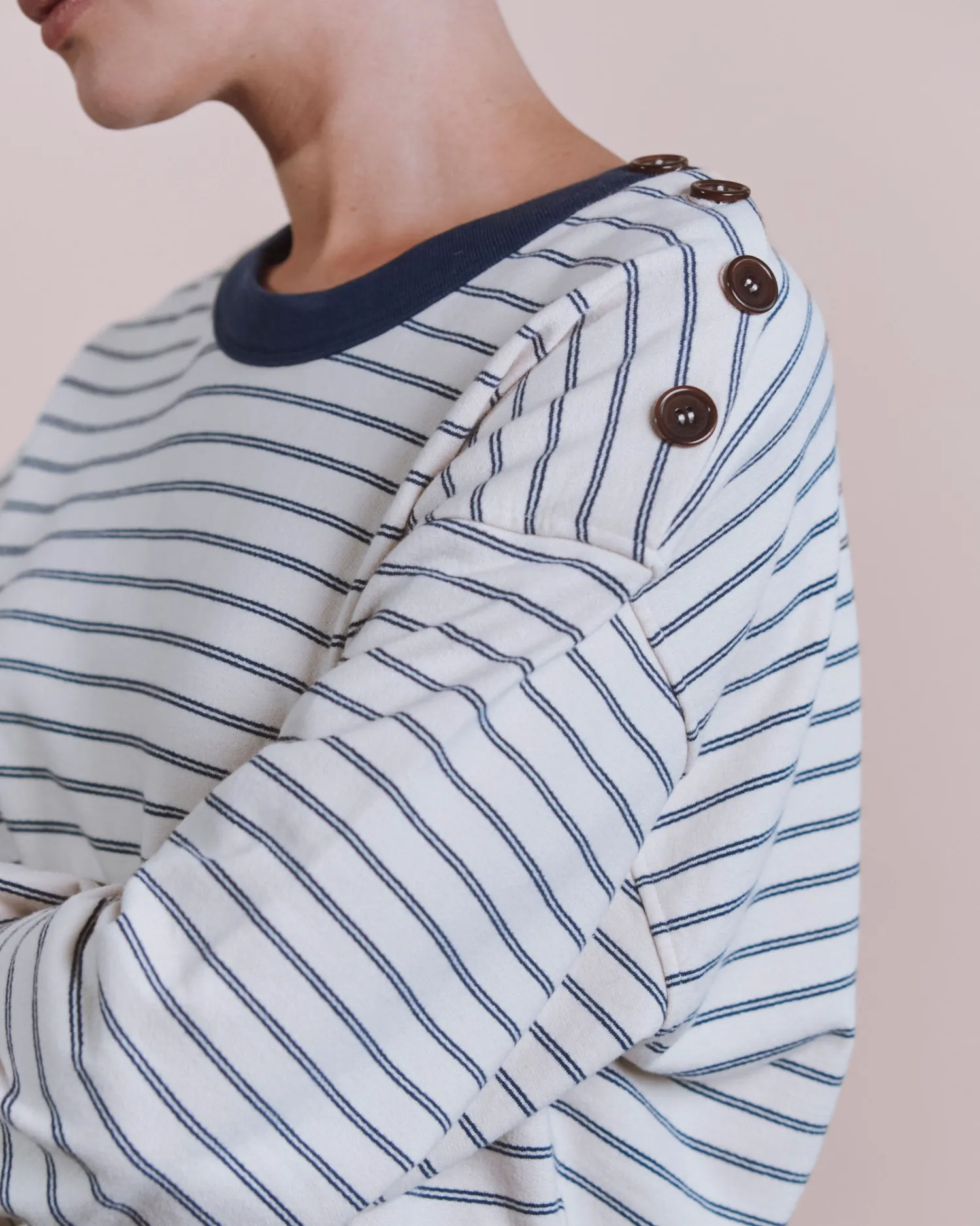 Emile et Ida Elliot sweatshirt dame ecru stribet øko