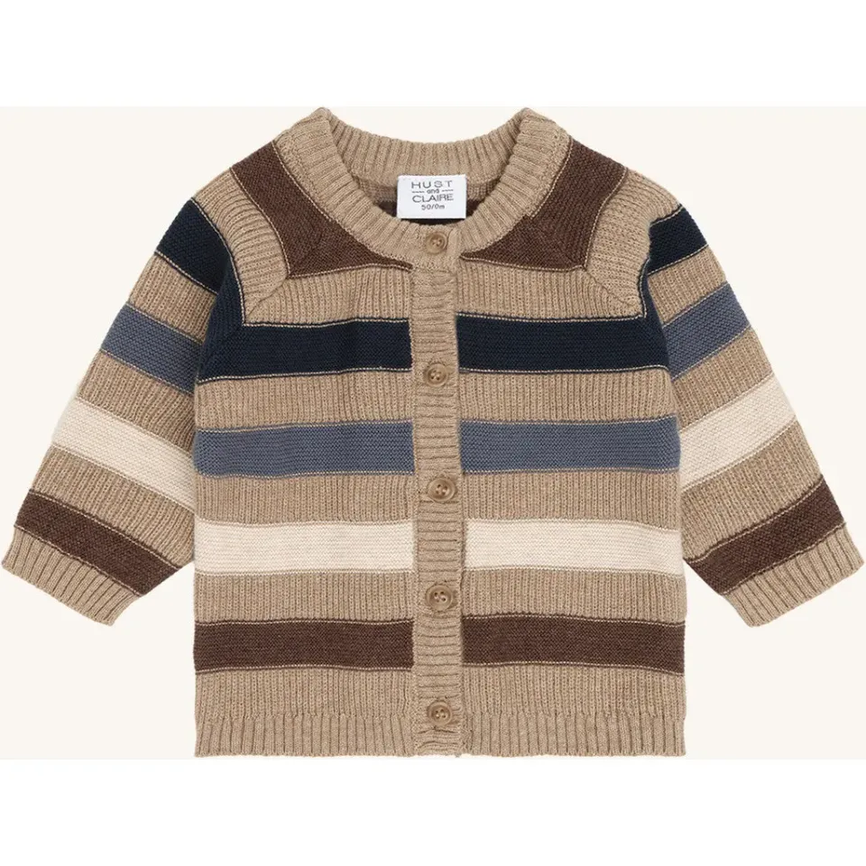 Hust & Claire HCCall cardigan Biscuit stribet økologisk