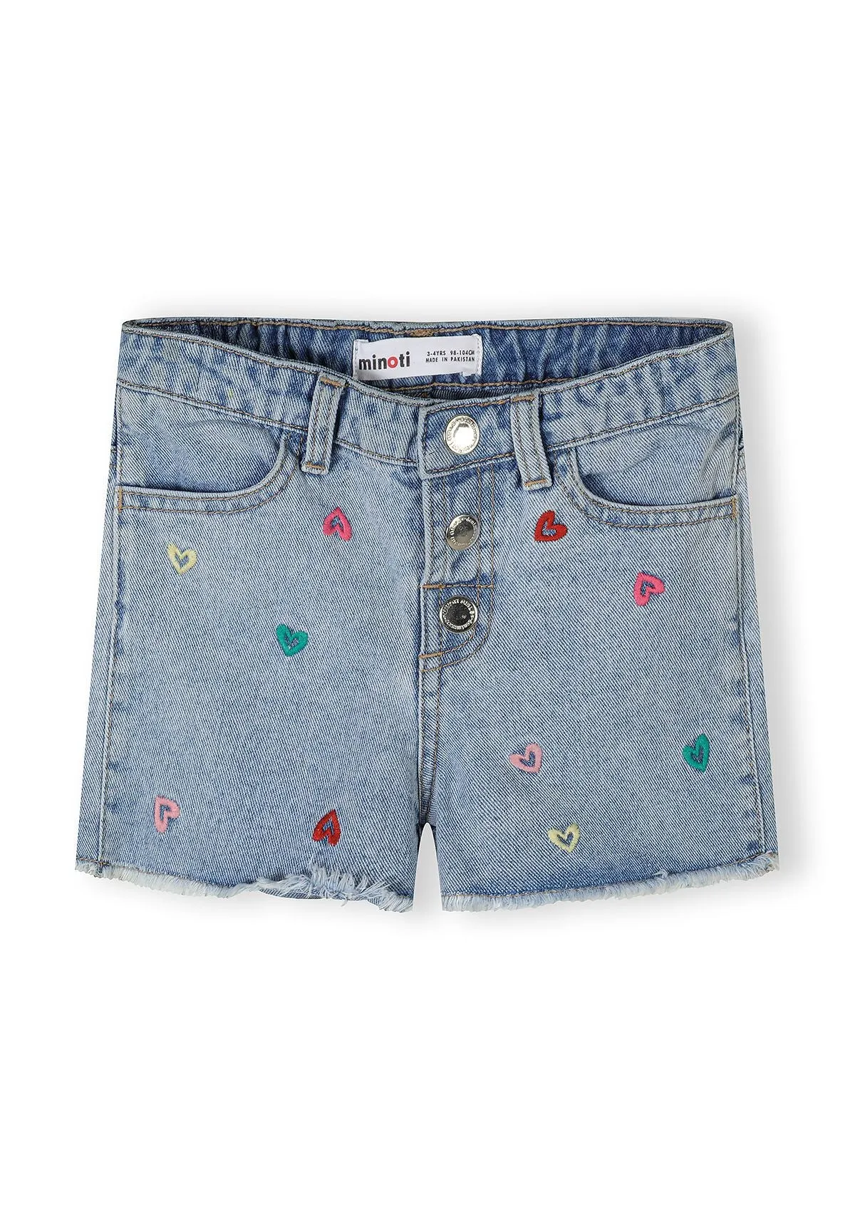 Minoti 44690 denimshorts lyseblå med hjerter