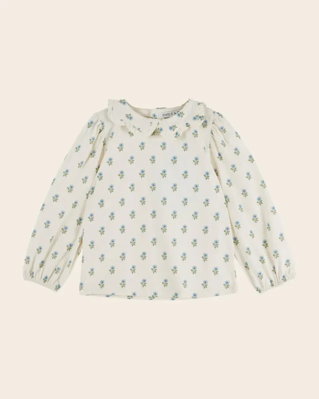 Emile et Ida FM-AE102B bluse ecru blomster økojersey
