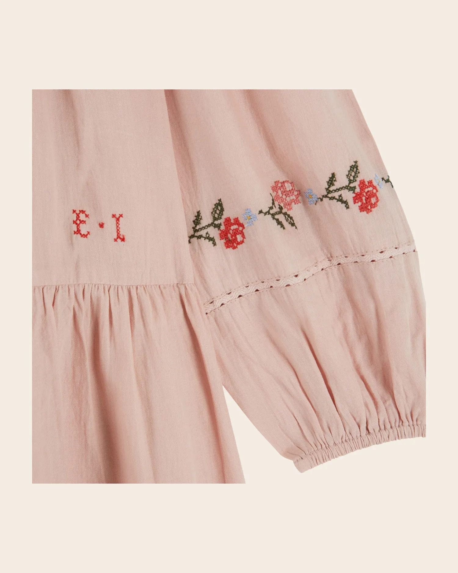 Emile et Ida pigekjole rosa broderi korssting