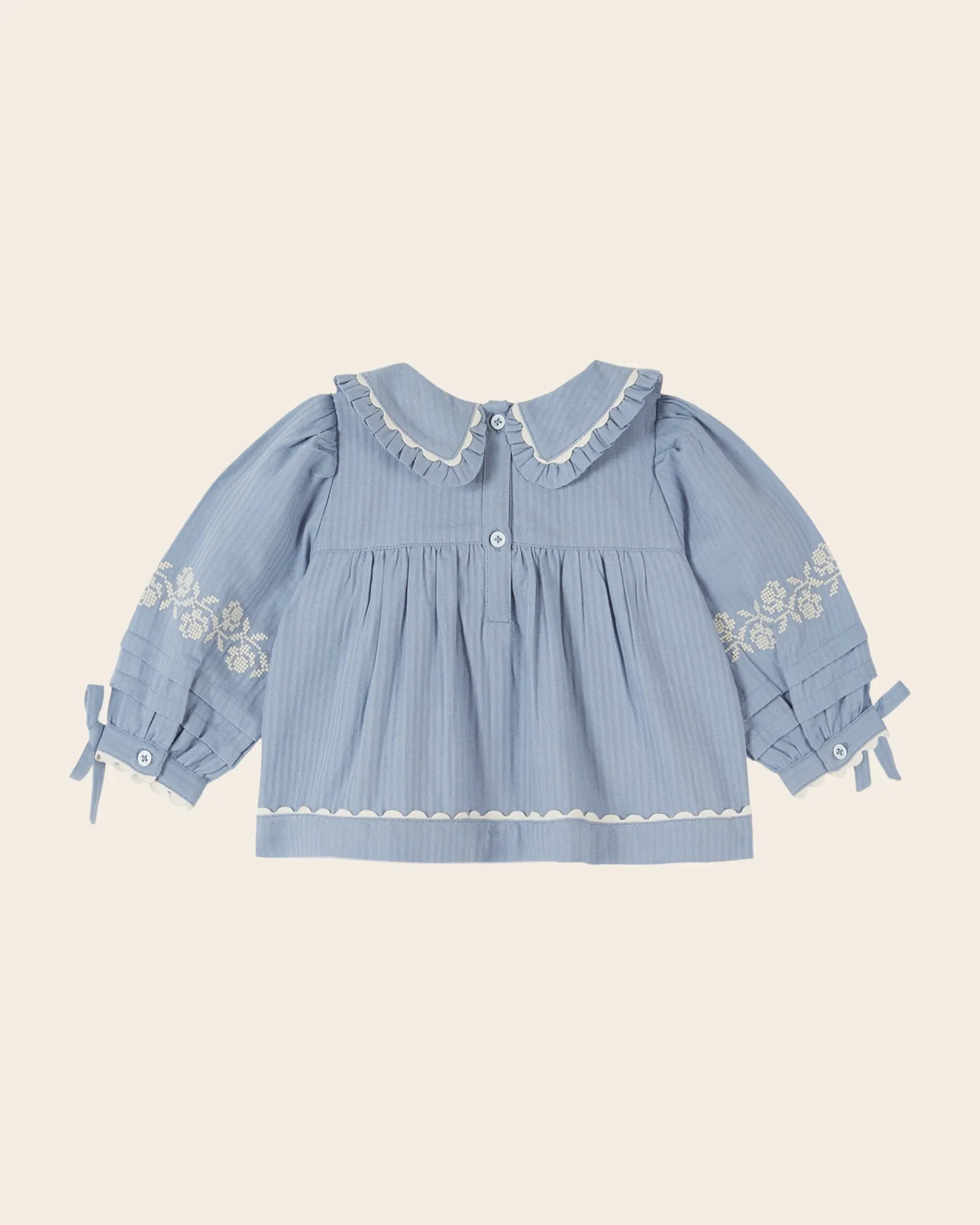 Emile et Ida Blouse bluse blå bomuld broderi