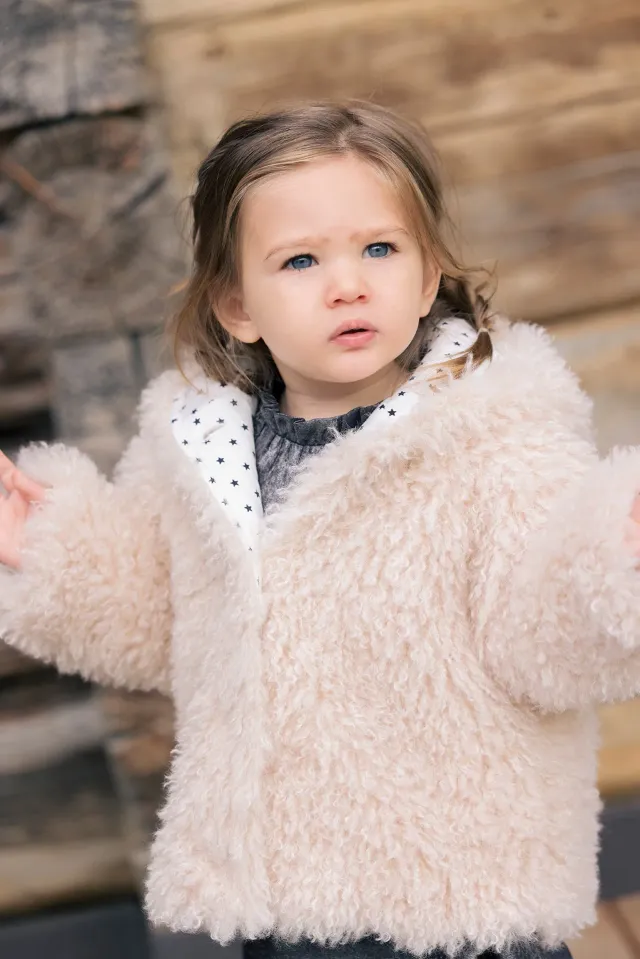 Bonton Mignon jakke mouton sherpa med hætte