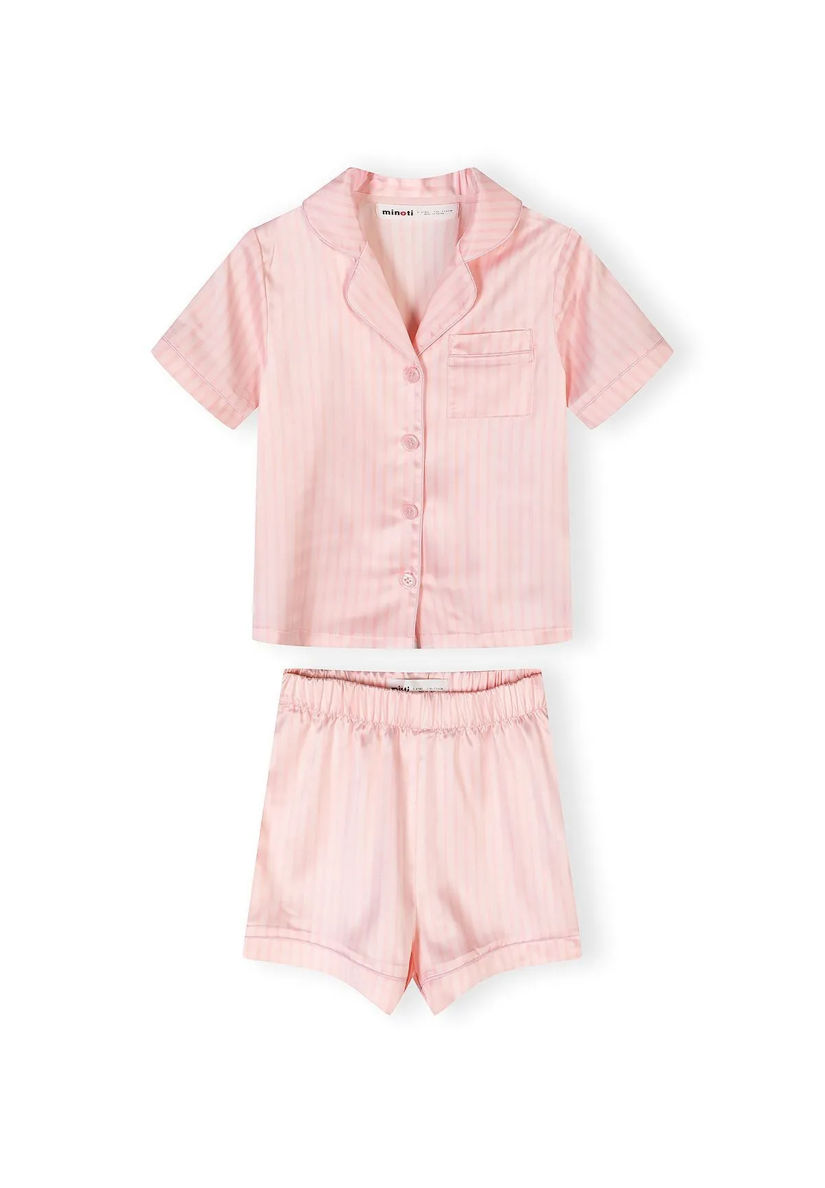 Minoti satin pyjamas rosa stribet polyester