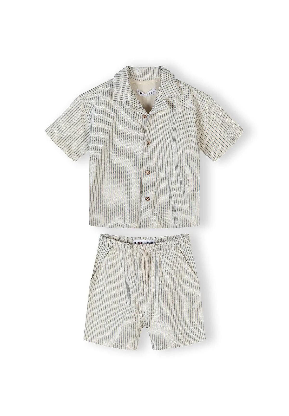 Minoti 44701 sæt baby drenge creme skjorte shorts