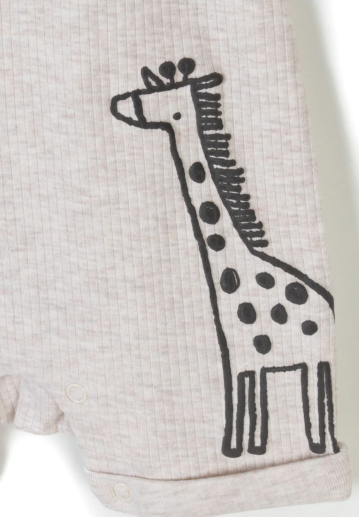Minoti 44554 sparkdragt kort ærme beige 3-pak rib