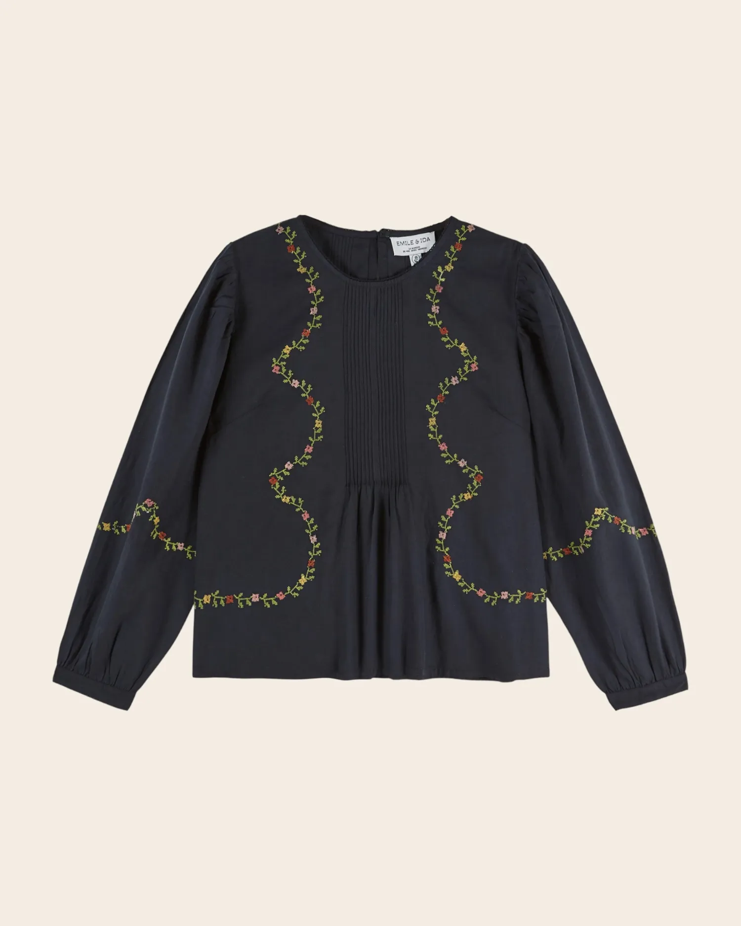 Emile et Ida Estelle bluse sort dame broderet