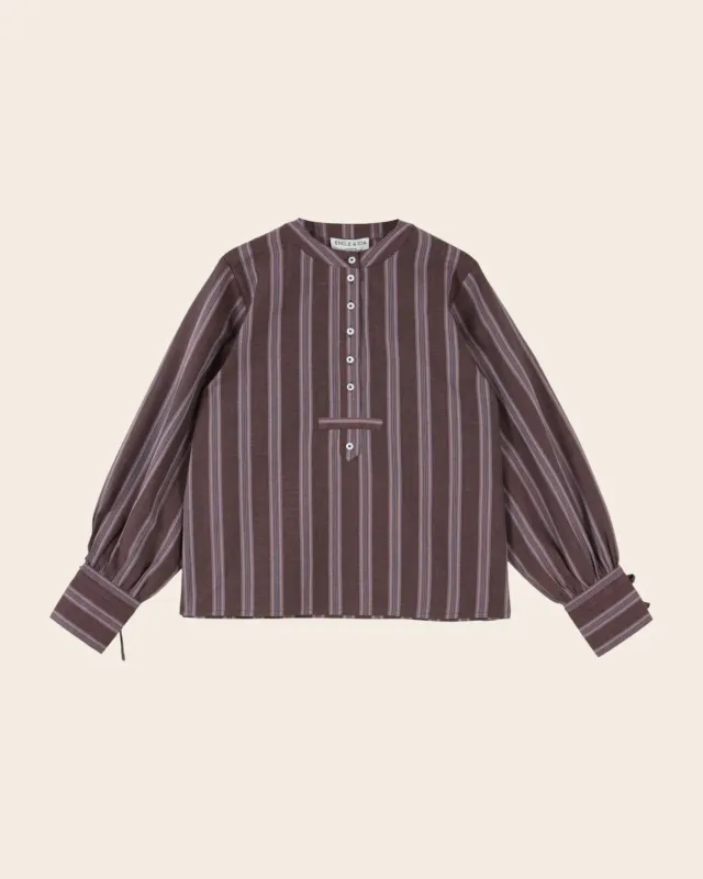 Emile et Ida Erine bluse lilla stribet khadi bomuld