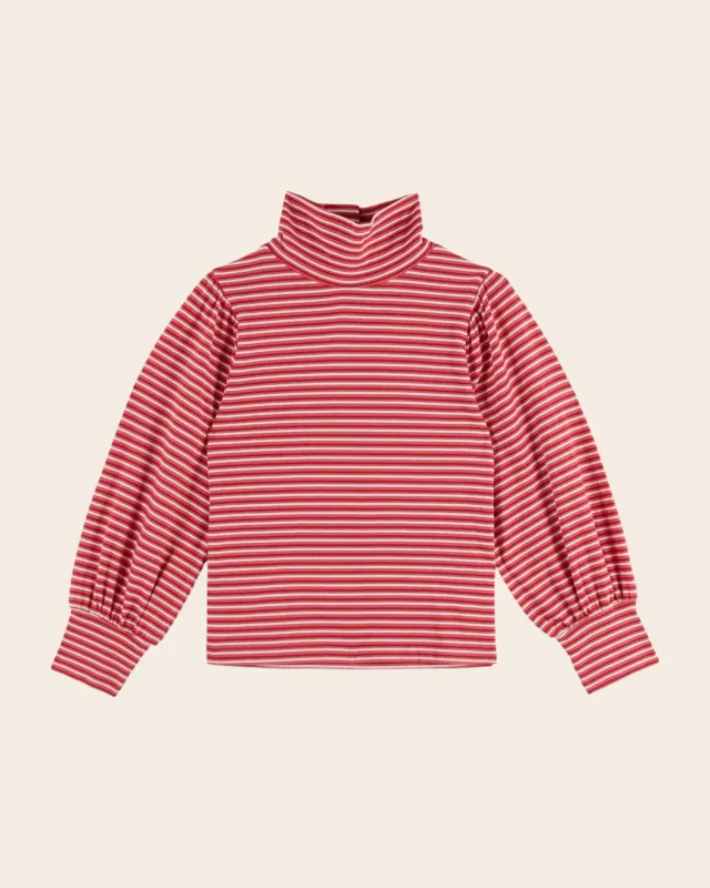 Emile et Ida stribet rullekrave langærmet t-shirt rød rosa