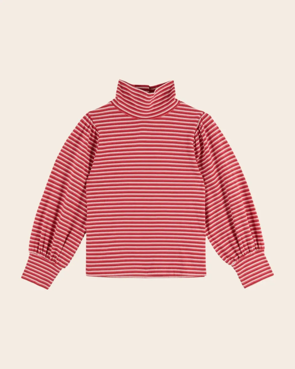 Emile et Ida stribet rullekrave langærmet t-shirt rød rosa