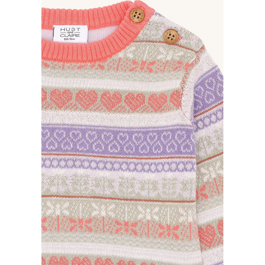 Hust & Claire HC Pusle Spring Jacquard pullover Wild Coral
