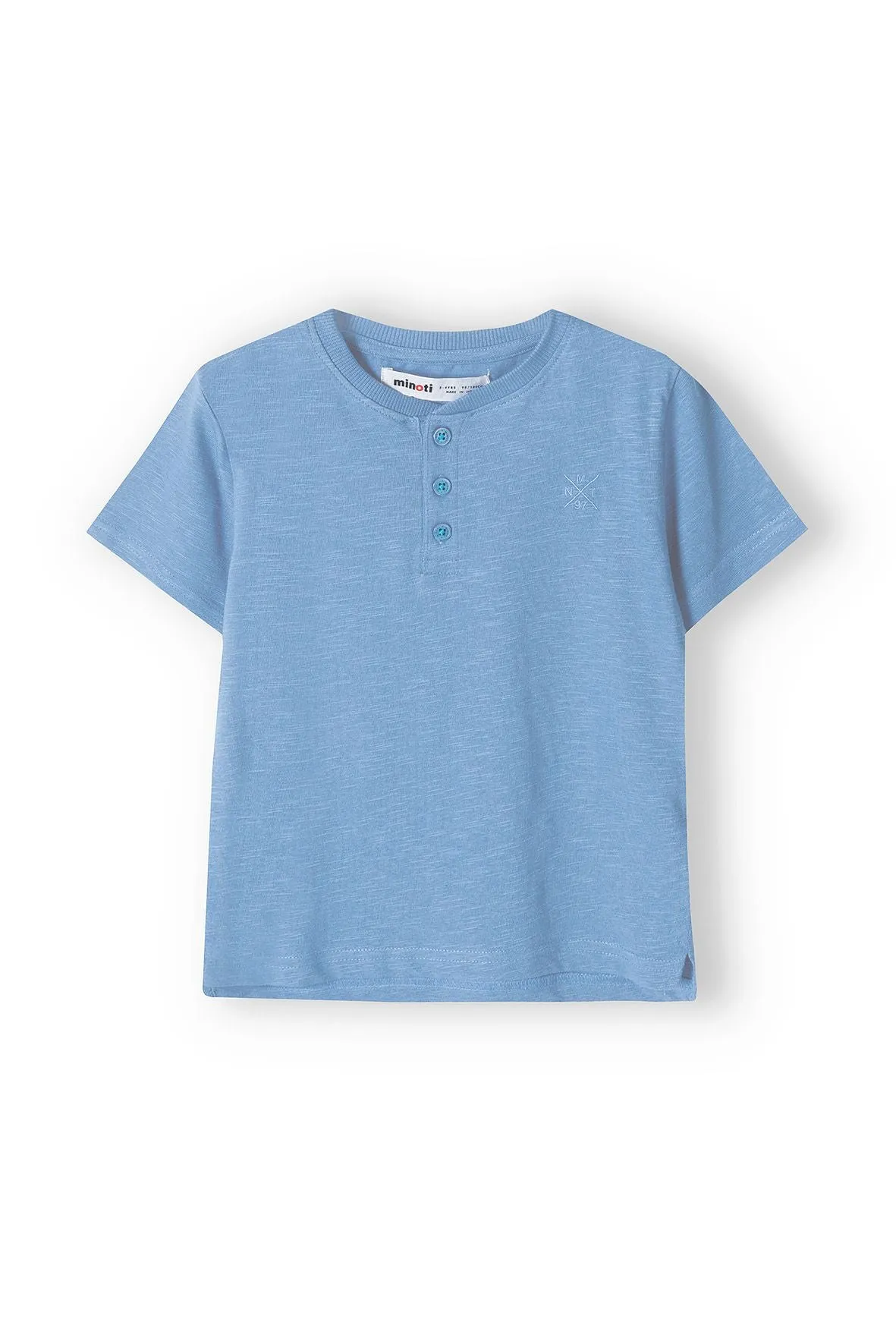 Minoti 38367 henley t-shirt lyseblå bomuld