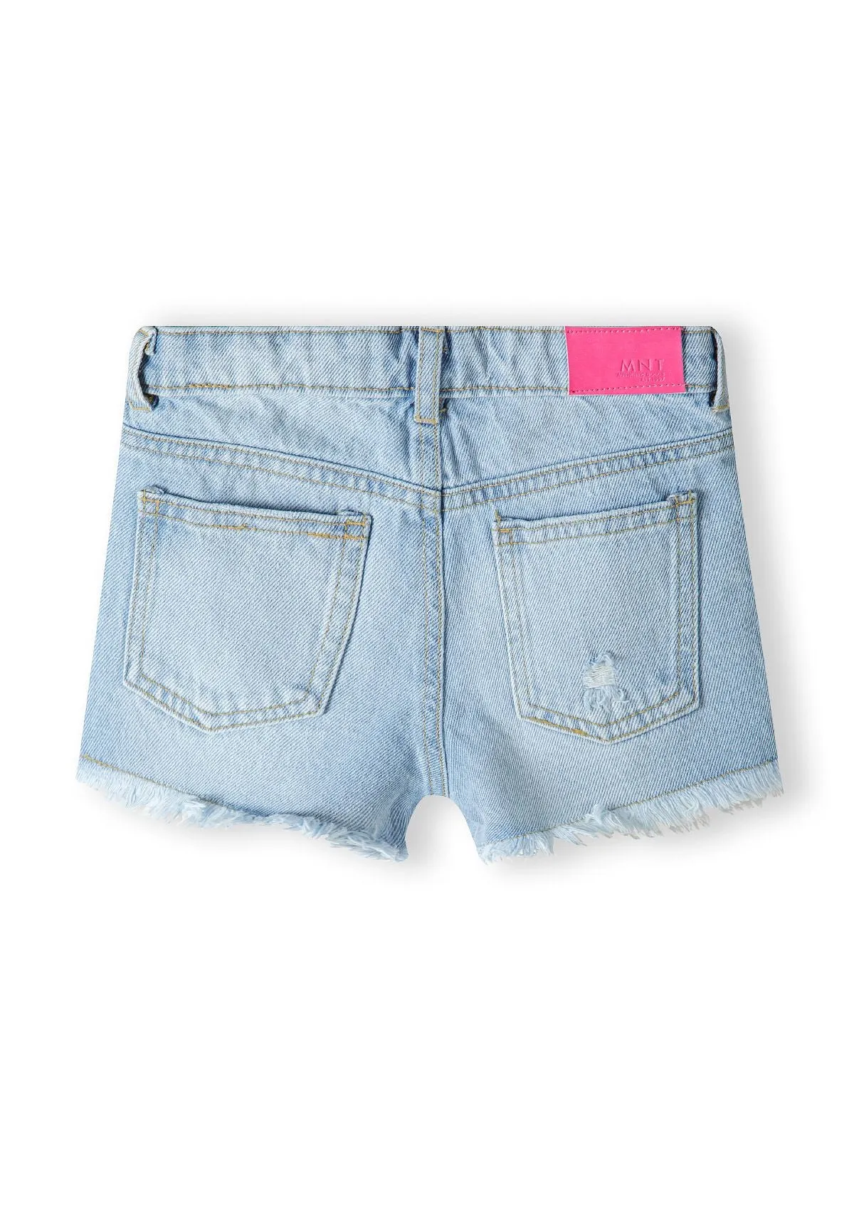 Minoti 40386 denimshorts lyseblå frynser