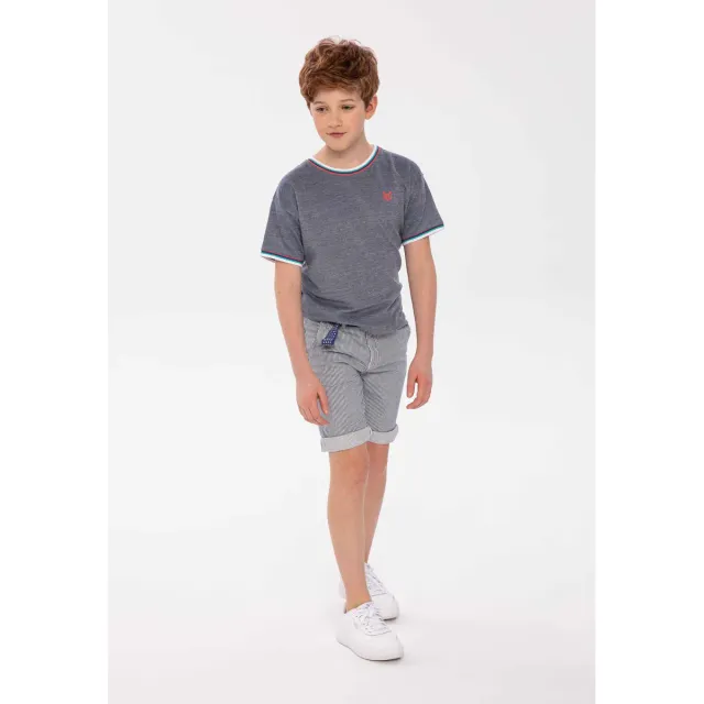 Minoti 38259 piqué T-shirt blå dreng