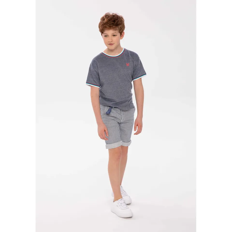 Minoti 38259 piqué T-shirt blå dreng